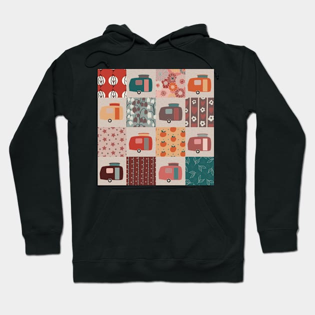 Colourful Patchwork of Vintage Caravans Hoodie by NattyDesigns